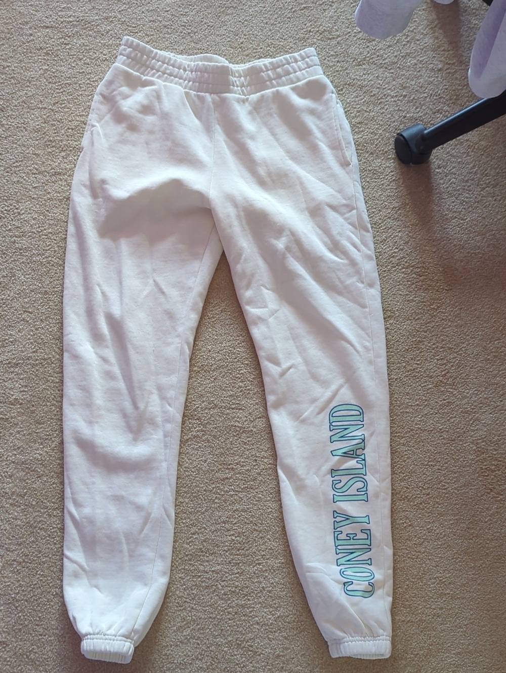 Pale Yellow Sweatpants with Side Logo